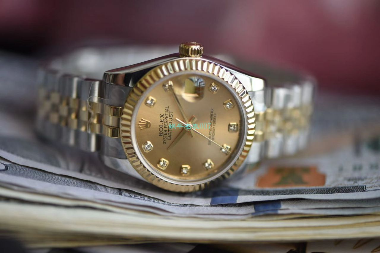 【台湾厂复刻高仿ROLEX女表】劳力士女装日志型31毫米系列178273香槟盘腕表 / R510
