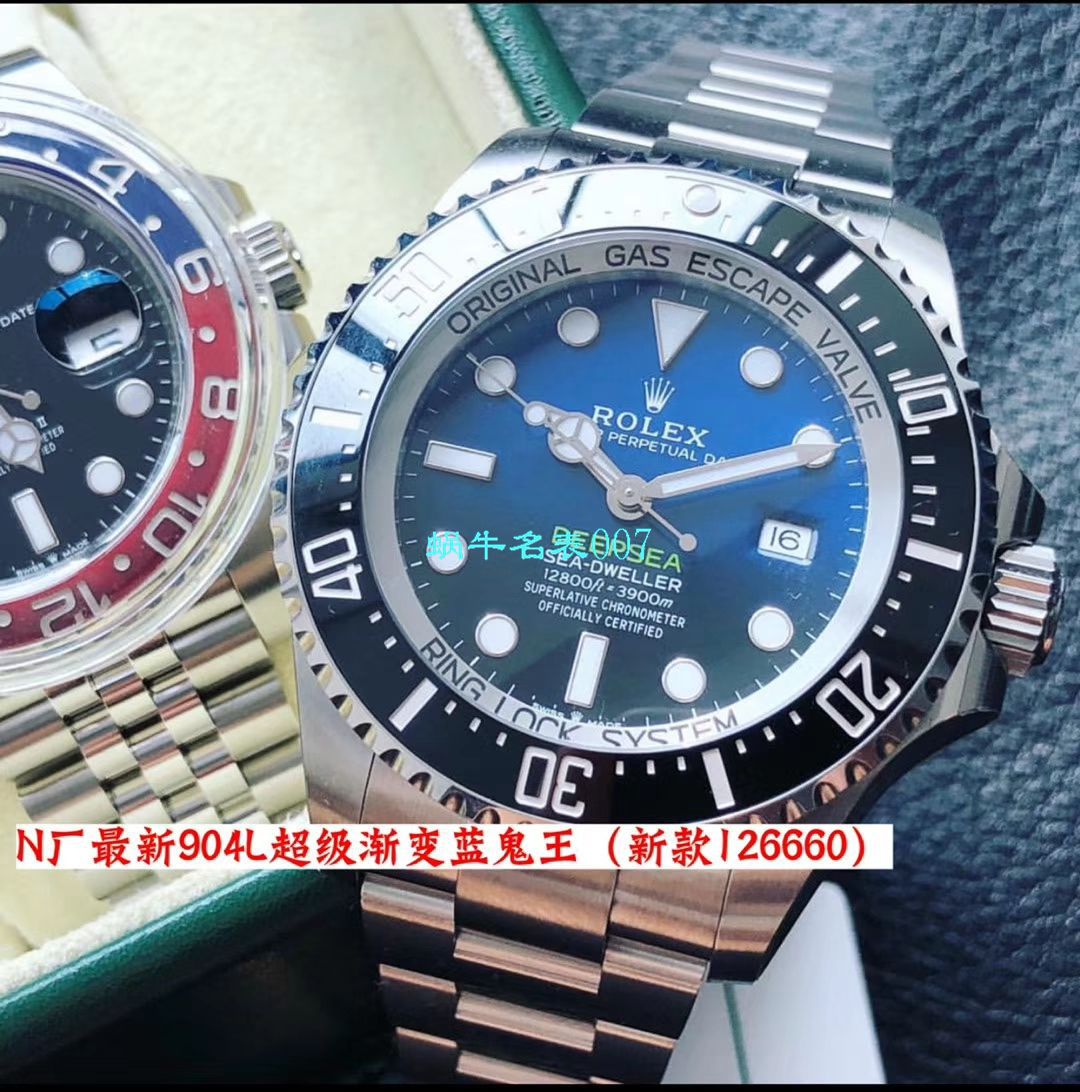 【视频评测超级神器】N厂复刻最新904L复刻高仿超级渐变蓝鬼王～劳力士m126660-0002手表 / R500