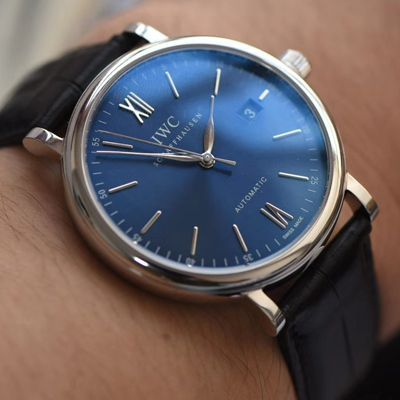  V7厂超A复刻IWC万国柏涛菲诺高仿IW356512新款蓝面波涛小镇底盖