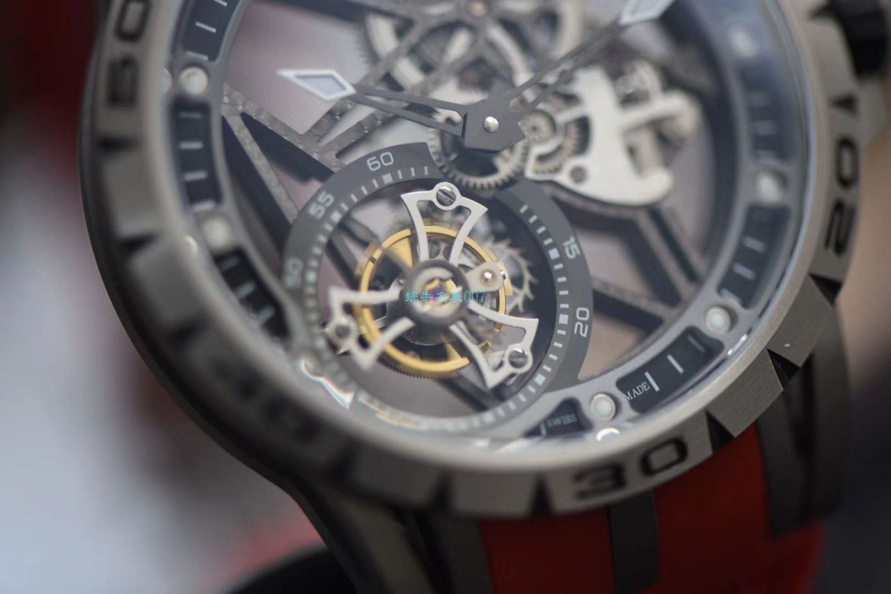 视频评测BBR厂官网顶级复刻陀飞轮罗杰杜彼Roger Dubuis王者高仿RDDBEX0479红面表带腕表 / LJ067