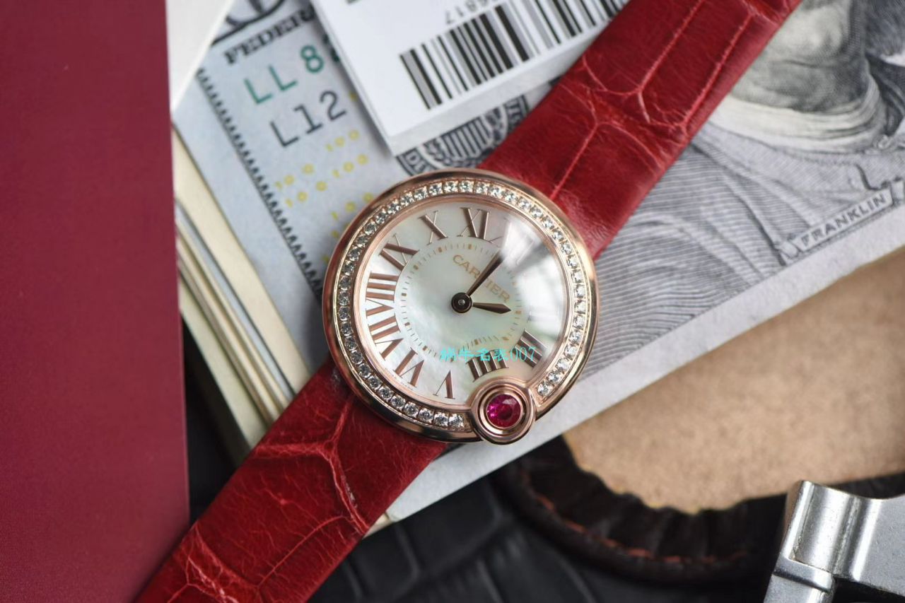 台湾厂卡地亚特别款中国红鎏金时刻复刻高仿WJBL0010，WBGL0007 Ballon Blanc de Cartier女士腕表 / K267