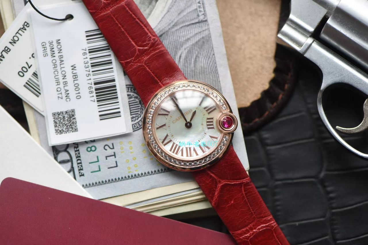台湾厂卡地亚特别款中国红鎏金时刻复刻高仿WJBL0010，WBGL0007 Ballon Blanc de Cartier女士腕表 / K267