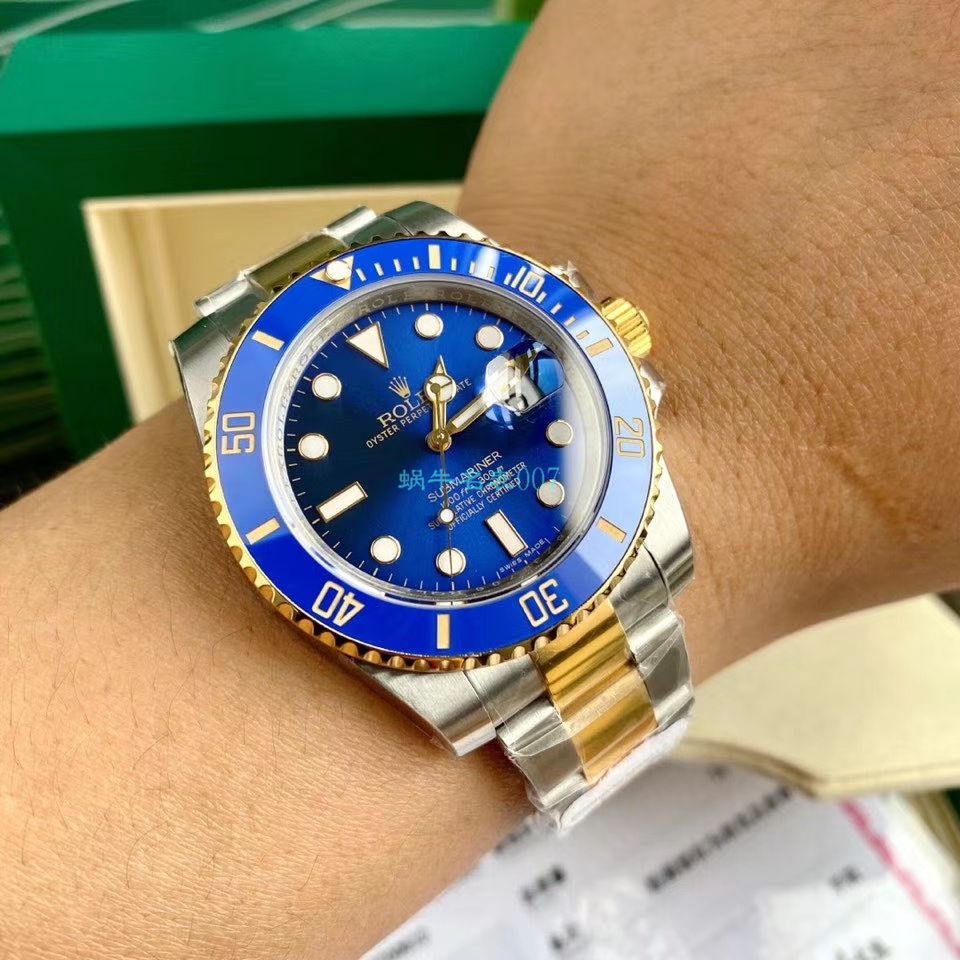 高端定制包金ETA机芯劳力士潜航者型116613LB-97203顶级复刻高仿 蓝盘腕表(间金蓝水鬼) / R597