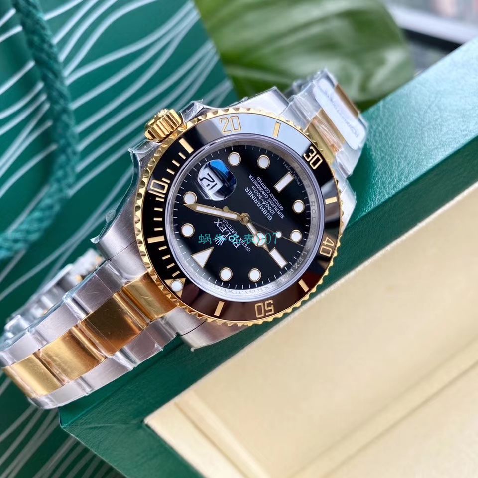 高端定制包金ETA机芯劳力士潜航者型116613-LN-97203复刻高仿间金黑水鬼黑盘腕表 / R596