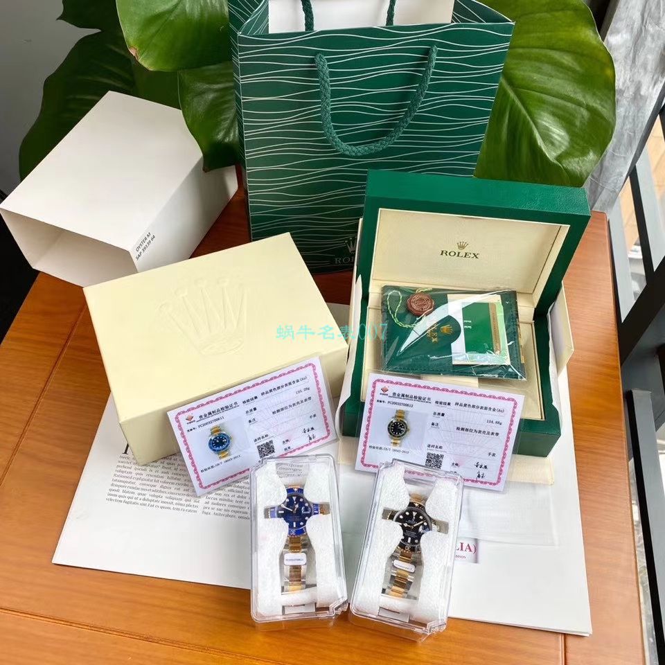 高端定制包金ETA机芯劳力士潜航者型116613-LN-97203复刻高仿间金黑水鬼黑盘腕表 / R596