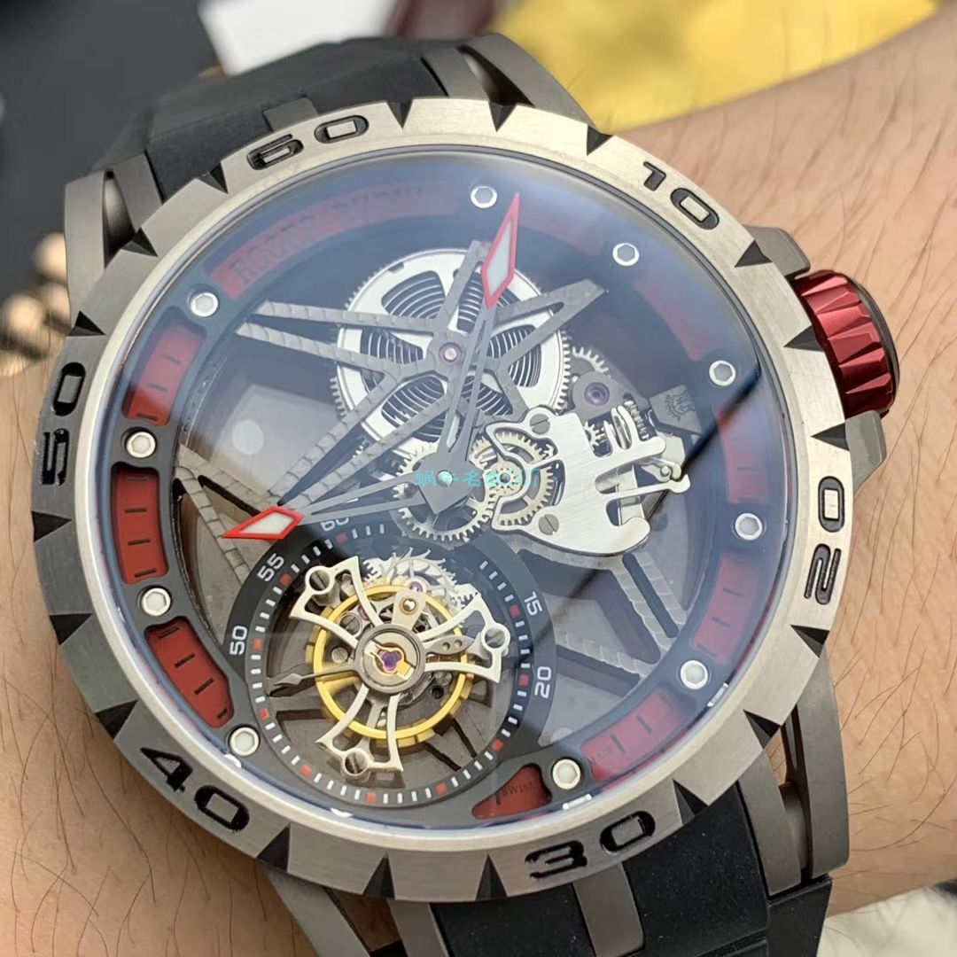 视频评测BBR厂官网顶级复刻陀飞轮罗杰杜彼Roger Dubuis王者高仿RDDBEX0479红面表带腕表 / LJ067