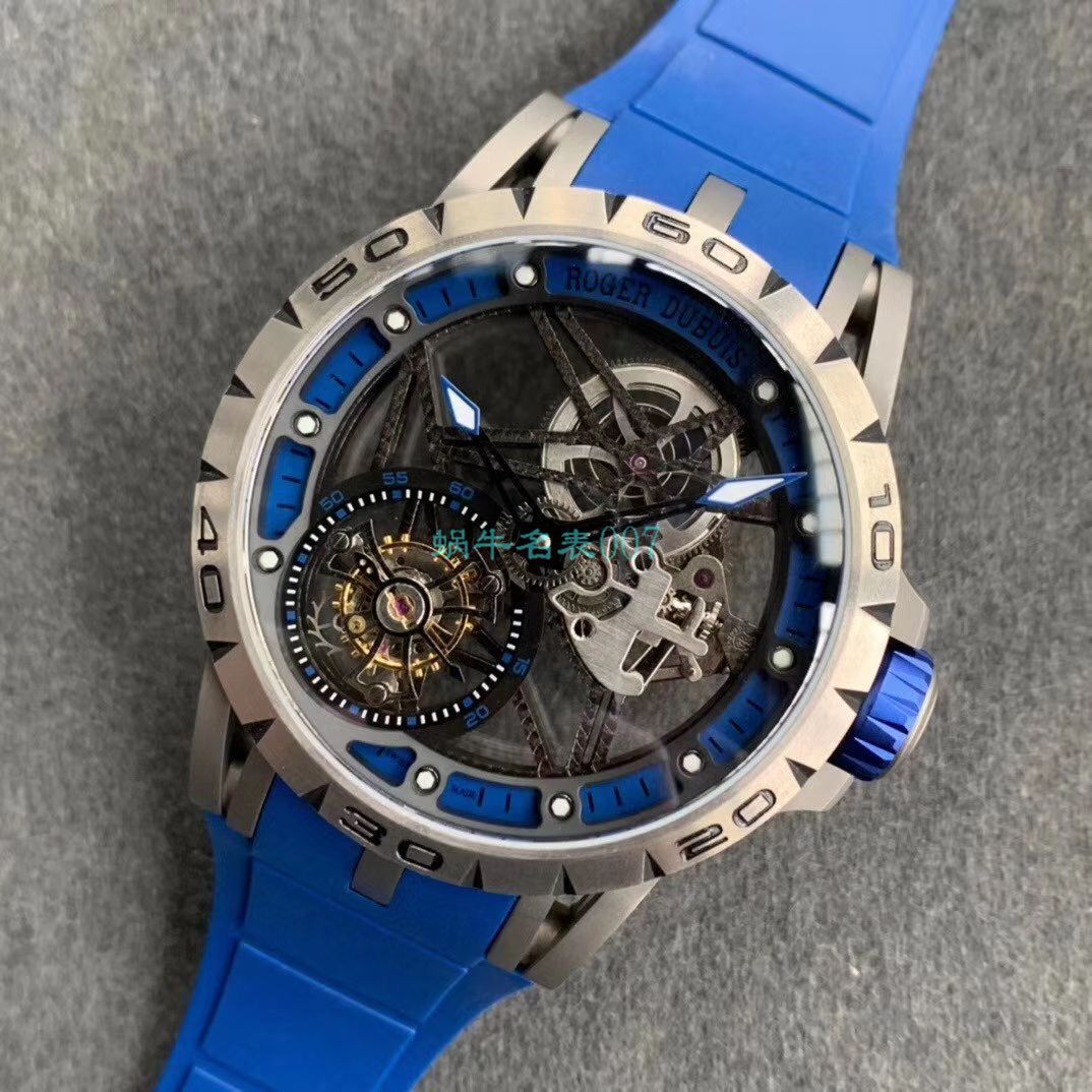 BBR厂顶级复刻高仿陀飞轮罗杰杜彼EXCALIBUR（王者系列）系列RDDBEX0479蓝面表带腕表 / LJ066