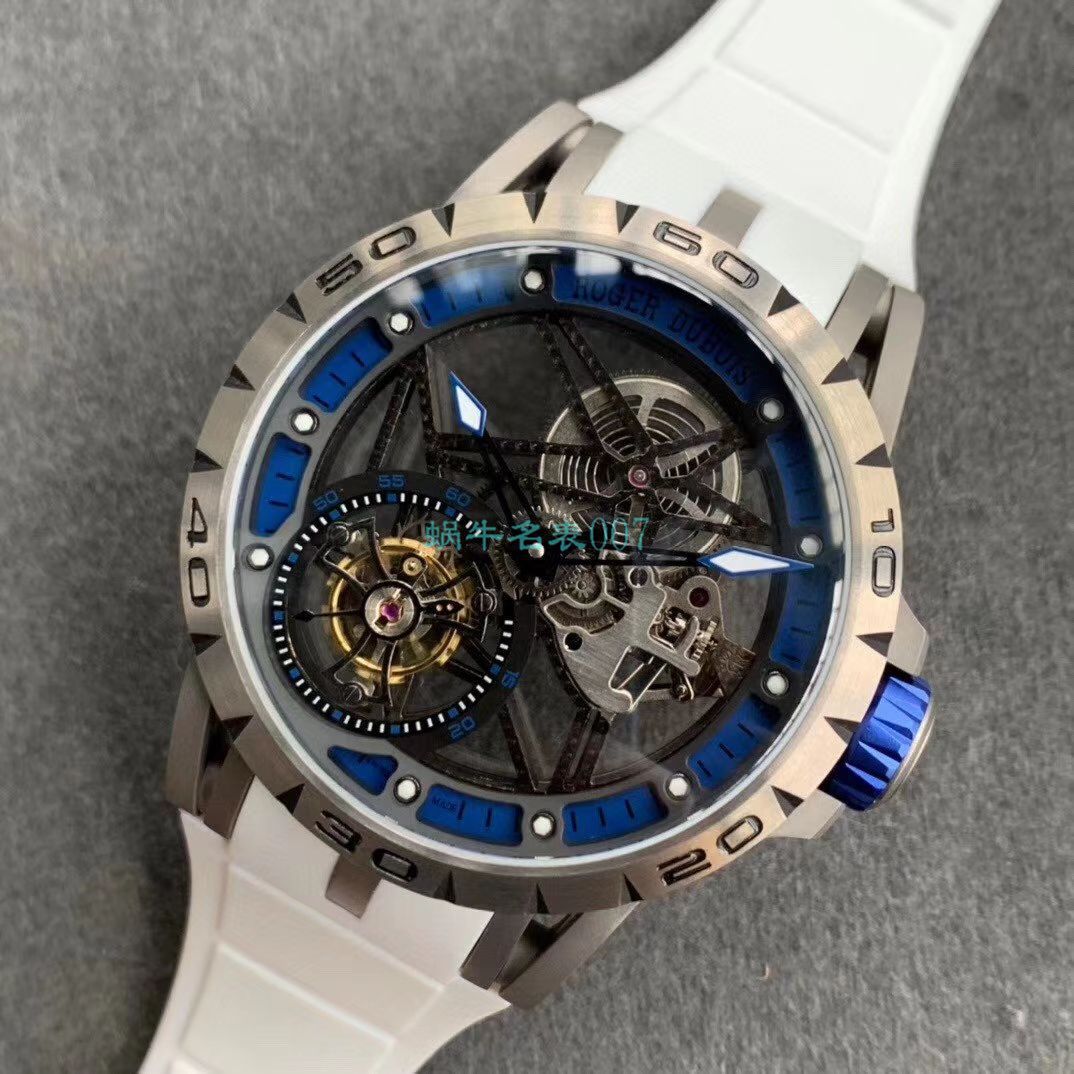 BBR厂顶级复刻高仿陀飞轮罗杰杜彼EXCALIBUR（王者系列）系列RDDBEX0479蓝面表带腕表 / LJ066