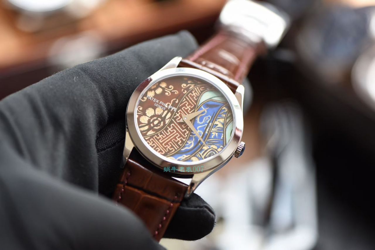 FL厂百达翡丽手表高仿珍稀工艺珐琅5077P-102不丹六面织品 / BD319