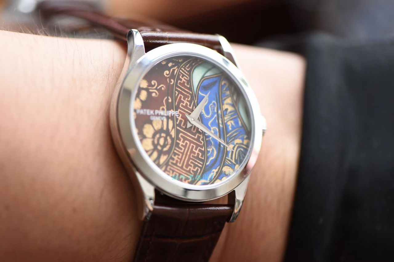 FL厂百达翡丽手表高仿珍稀工艺珐琅5077P-102不丹六面织品 / BD319