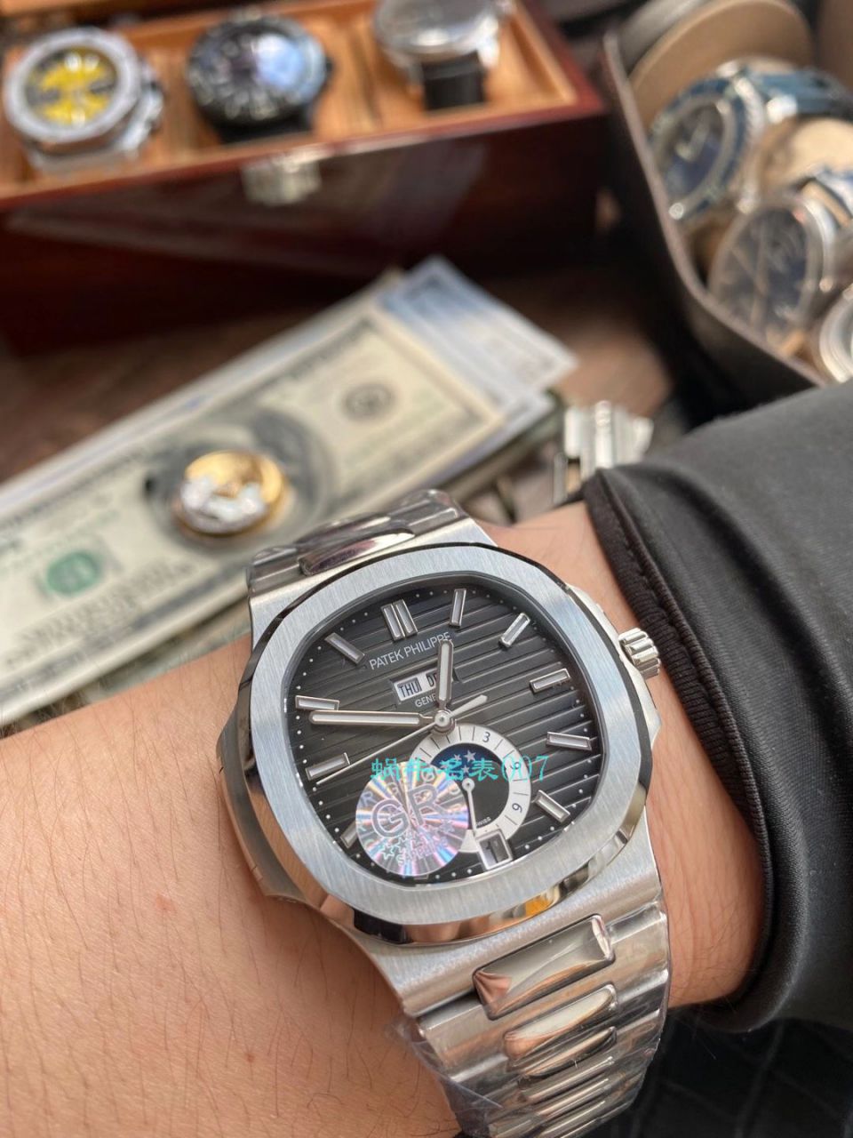 GR厂高仿百达翡丽PatekPhilippe手表多少钱鹦鹉螺V2真月相5726/1A-014皮带款 / BD326