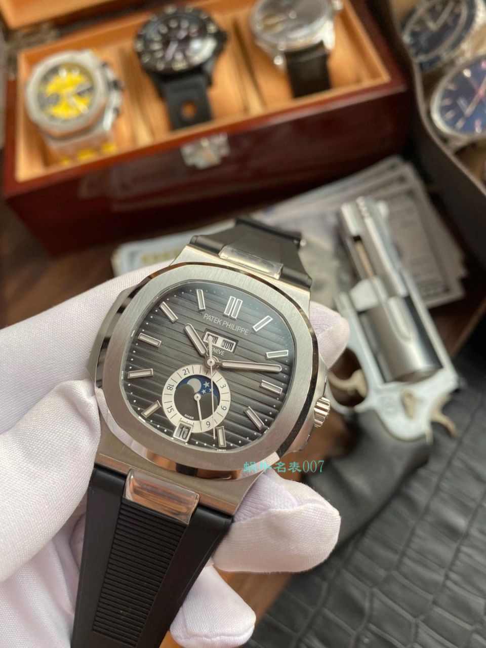 【视频评测】GR厂百达翡丽真月相鹦鹉螺1比1高仿复刻手表V2版本5726/1A-014 / BD332