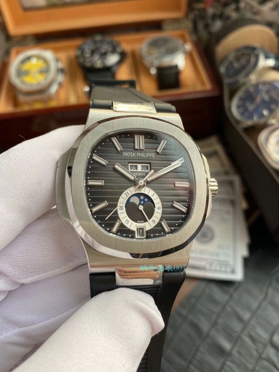 【视频评测】GR厂百达翡丽真月相鹦鹉螺1比1高仿复刻手表V2版本5726/1A-014 / BD332