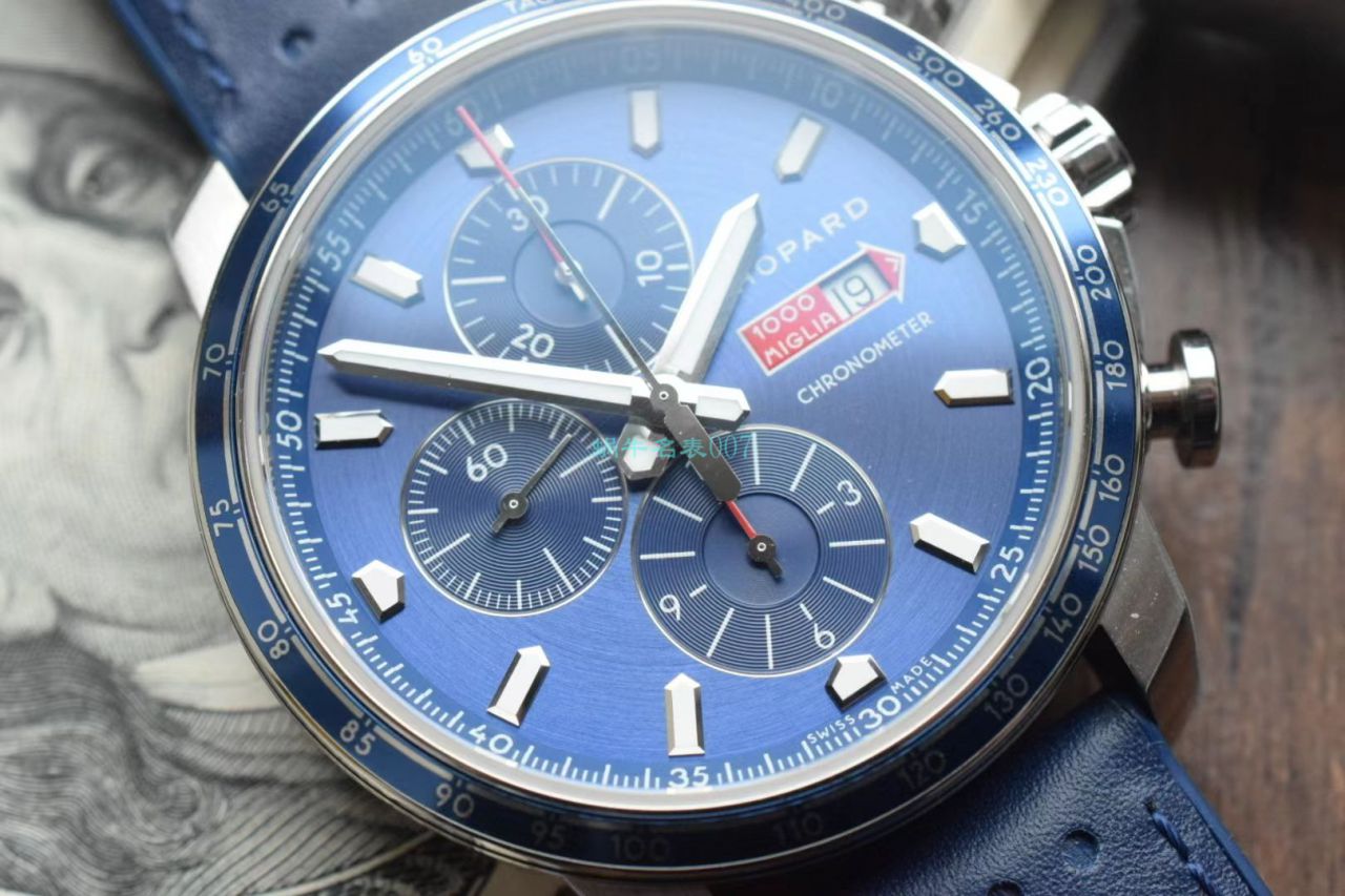 V7厂萧邦MILLE MIGLIA GTS AZZURRO 顶级复刻高仿168571-3007蓝面古董赛车主题腕表 