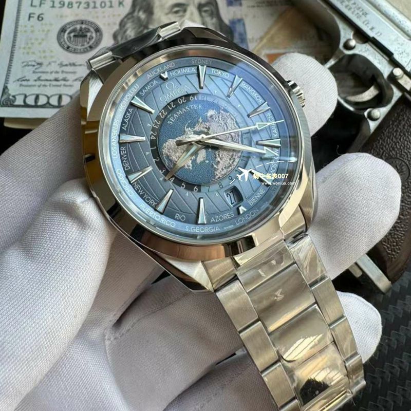 【视频评测】VS厂欧米茄世界时summer blue 海马高仿冰蓝纪念特别版220.10.43.22.03.002腕表