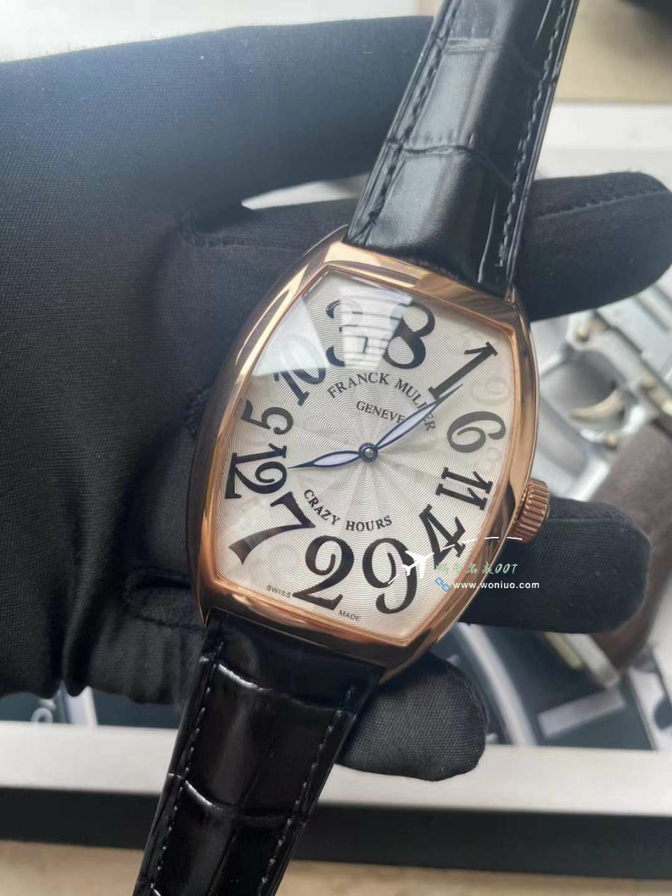 视频评测法穆兰CRAZY HOURS 系列8880 CH 顶级复刻高仿乱跳时间玫瑰金表壳黑面时标白盘腕表 / FL082