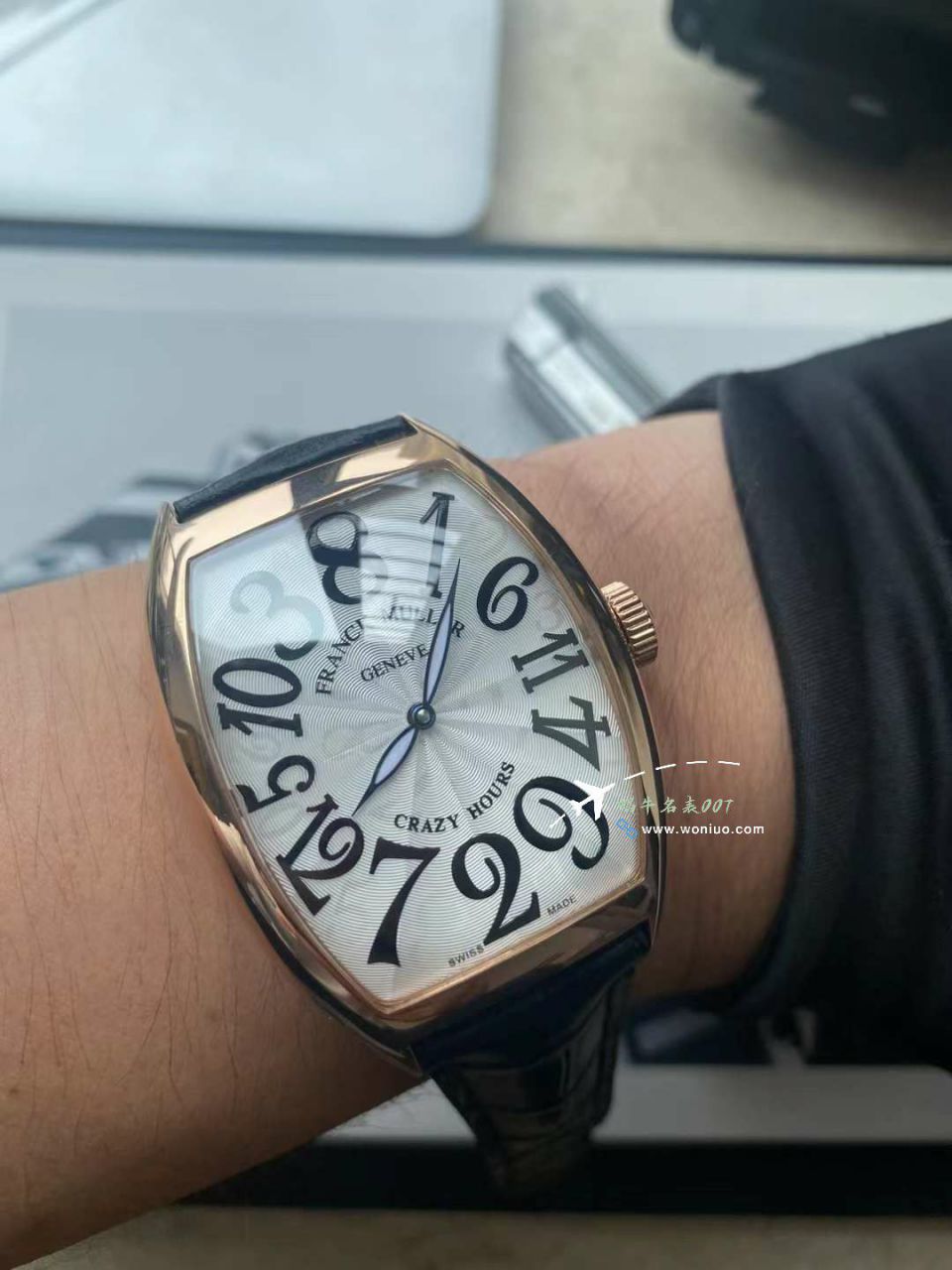 视频评测法穆兰CRAZY HOURS 系列8880 CH 顶级复刻高仿乱跳时间玫瑰金表壳黑面时标白盘腕表 / FL082