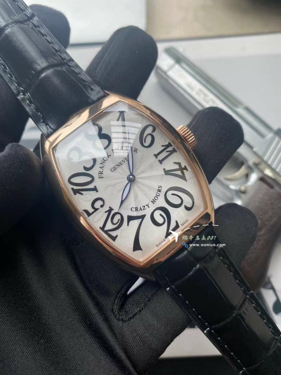 视频评测法穆兰CRAZY HOURS 系列8880 CH 顶级复刻高仿乱跳时间玫瑰金表壳黑面时标白盘腕表 / FL082