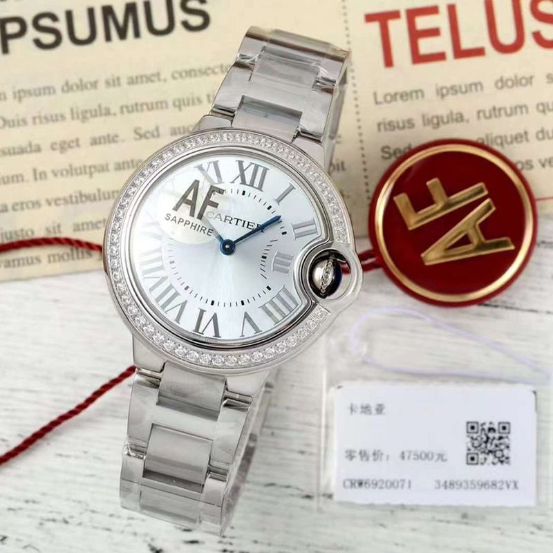 AF厂一比一高仿手表卡地亚蓝气球33毫米瑞士石英机芯