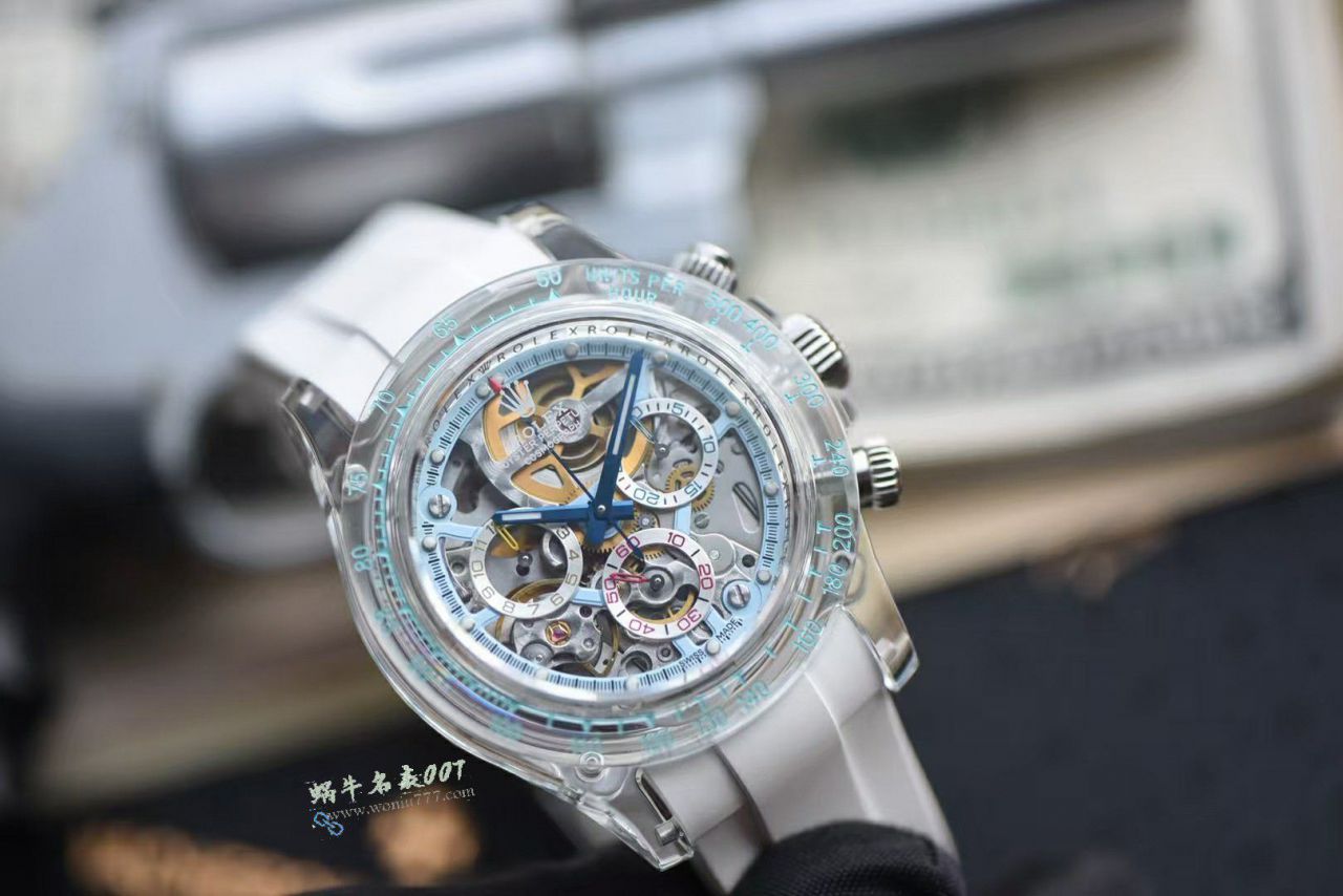 视频评测高阶定制版全透明水晶壳超级镂空4130劳力士迪通拿手表 / R982
