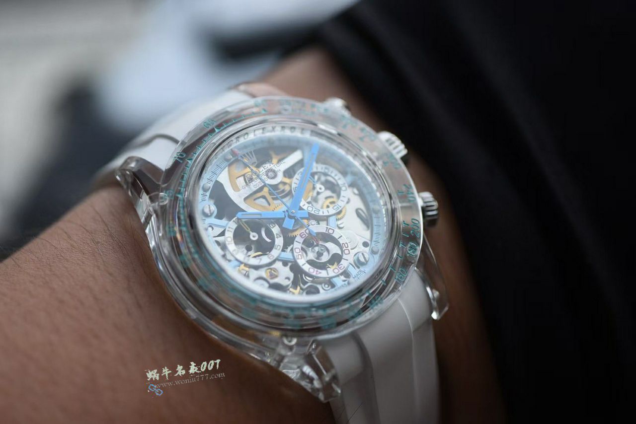 视频评测高阶定制版全透明水晶壳超级镂空4130劳力士迪通拿手表 / R982