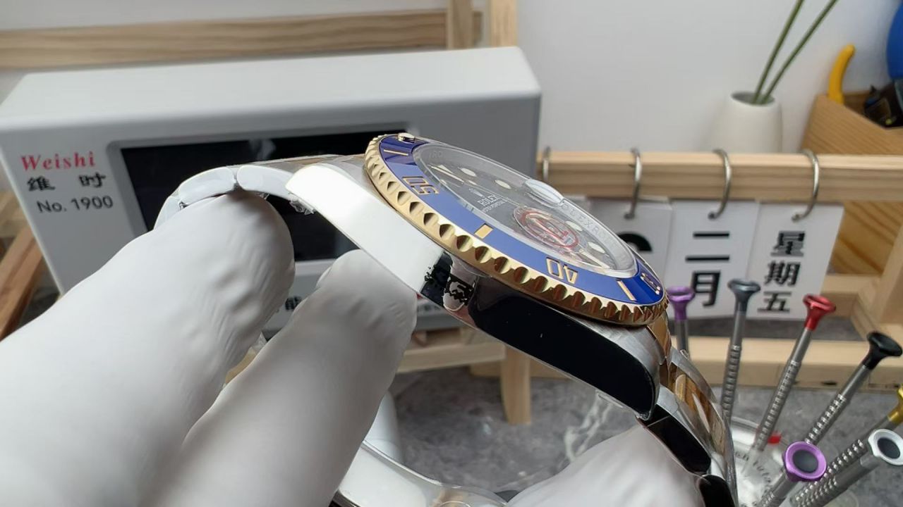 视频评测VS厂V2配重170克+劳力士潜航者型间金蓝水鬼顶级复刻m126613lb-0002腕表 /  