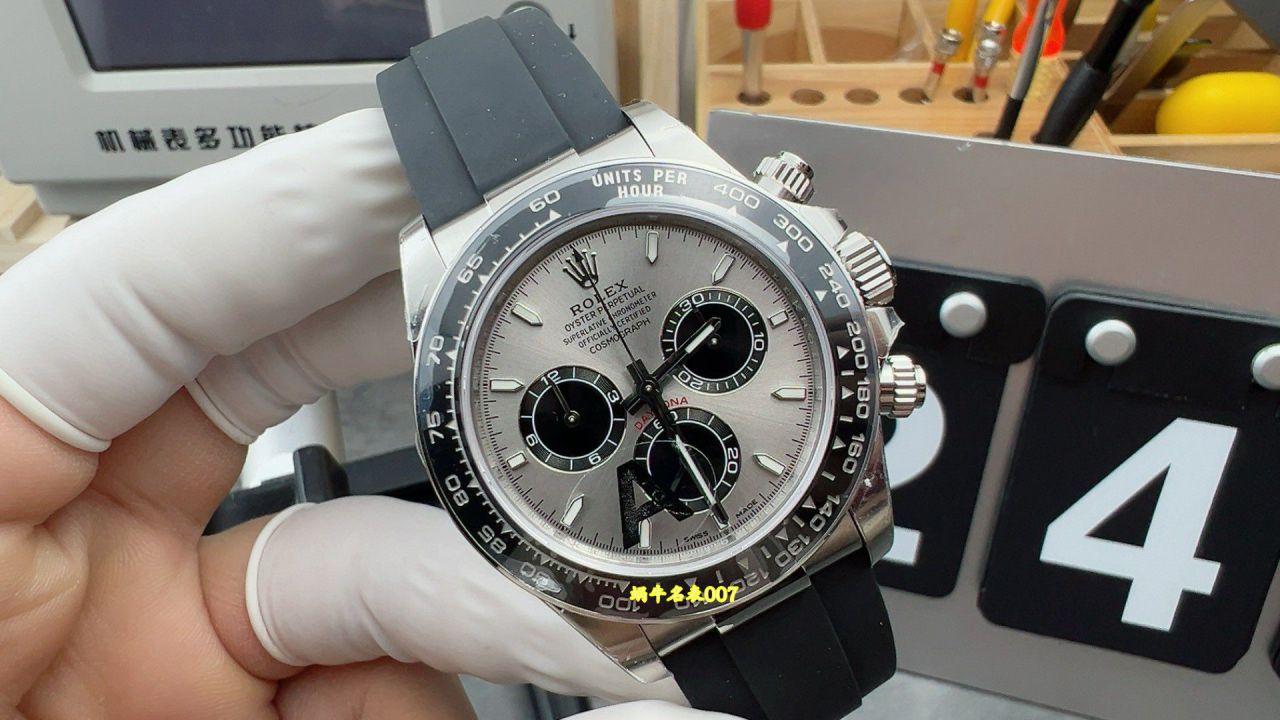 视频评测VS配重水泥灰胶迪4131劳力士宇宙计型迪通拿复刻高仿m126519ln-0006手表 /  