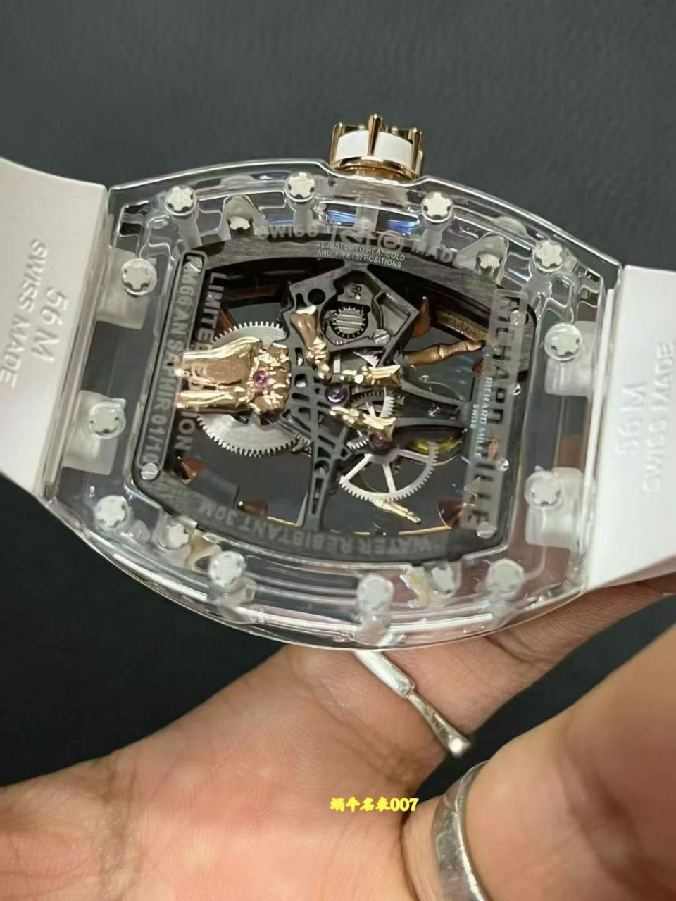 高端定制Richard Mille理查德米勒RM 066顶级复刻手表RM 66金手指水晶壳腕表 /  