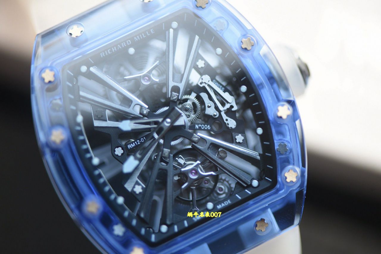 RM蓝宝石水晶表壳顶级复刻理查德米勒RM12-01陀飞轮腕表 