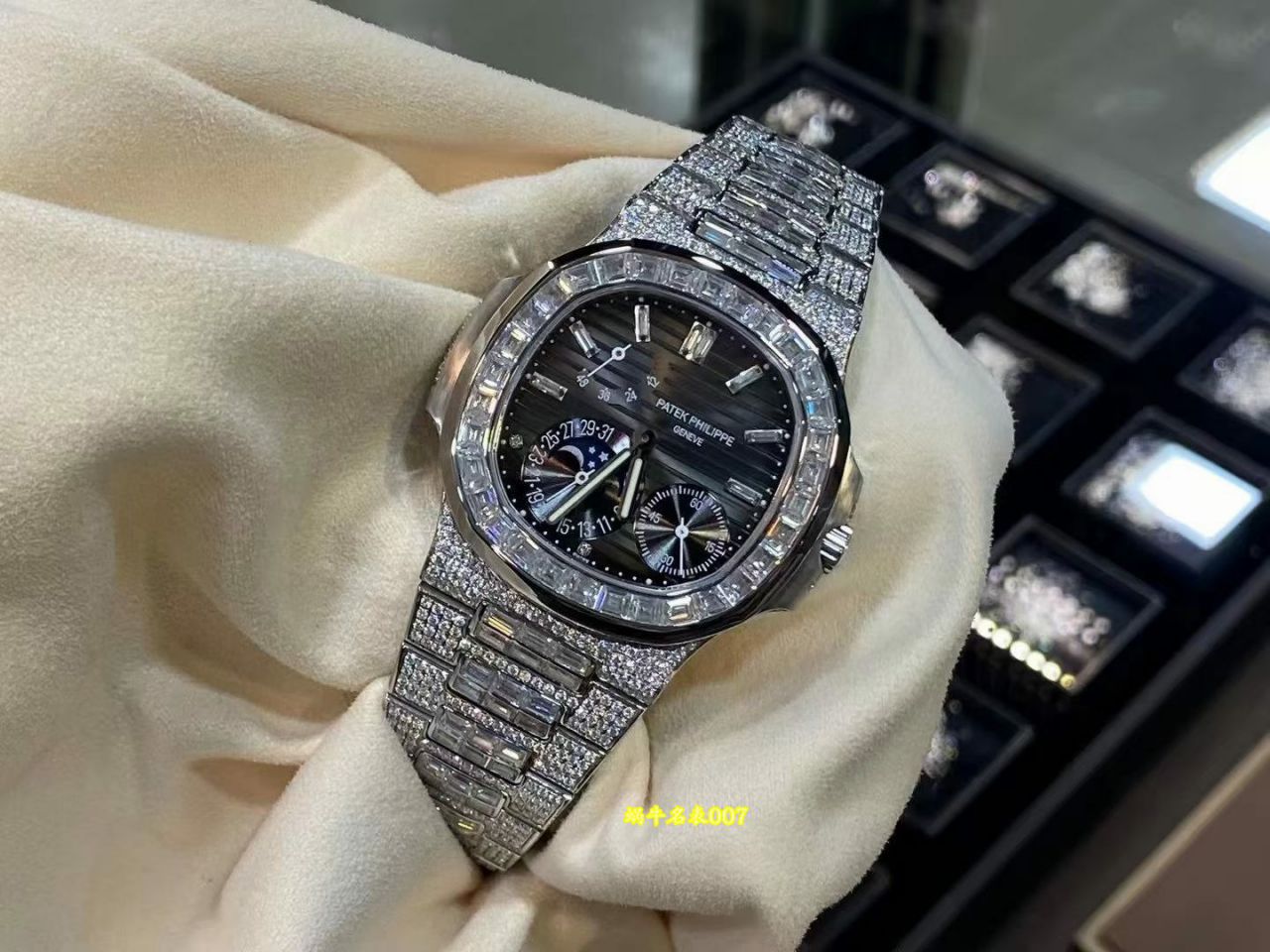 高端定制顶级后加工真钻百达翡丽运动优雅系列5724G-001腕表(鹦鹉螺) 