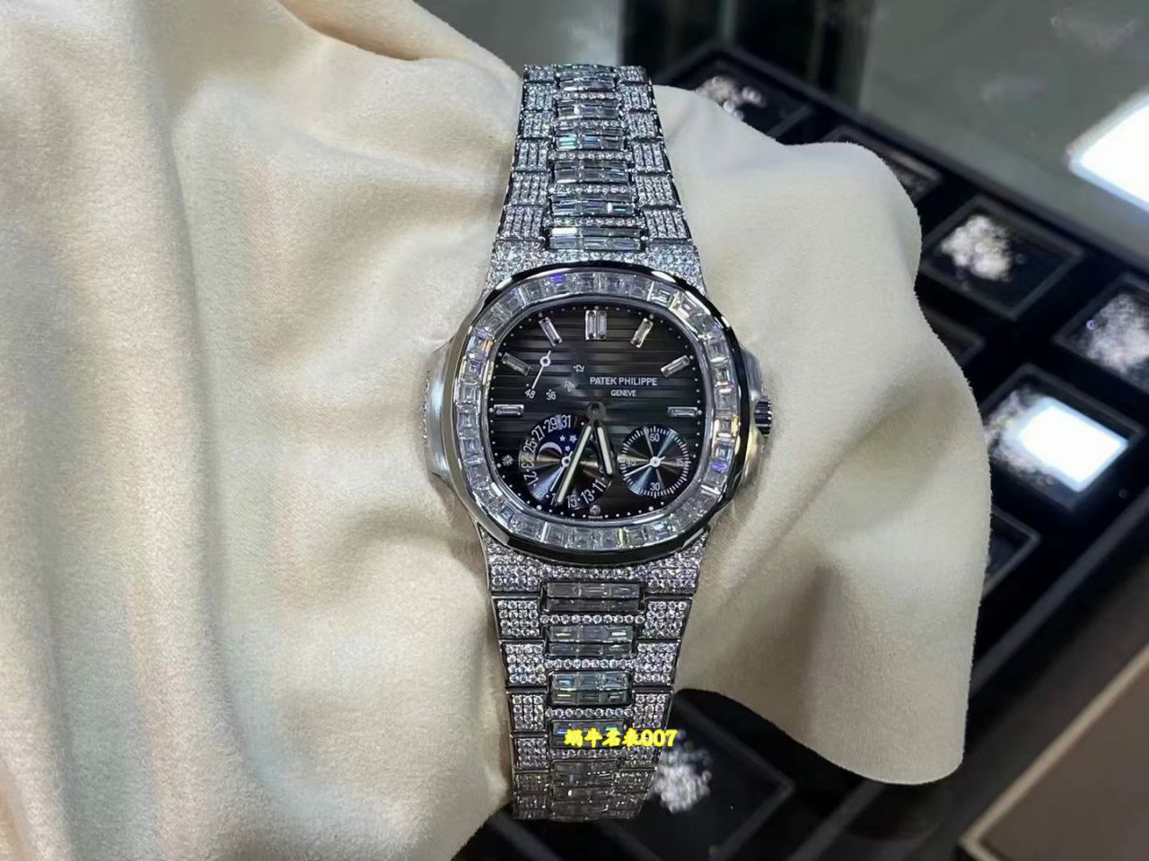 高端定制顶级后加工真钻百达翡丽运动优雅系列5724G-001腕表(鹦鹉螺) 