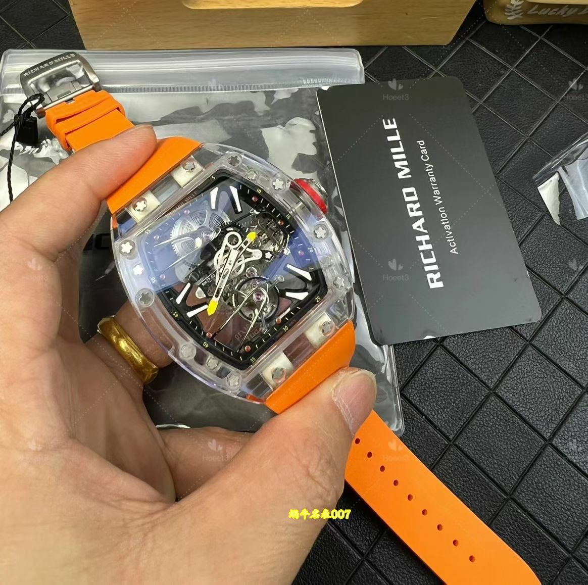 高端定制Richard Mille理查德米尔顶级复刻高仿手表RM27-02水晶壳陀飞轮腕表 /  
