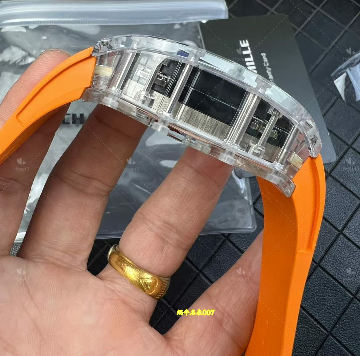 高端定制Richard Mille理查德米尔顶级复刻高仿手表RM27-02水晶壳陀飞轮腕表 /  