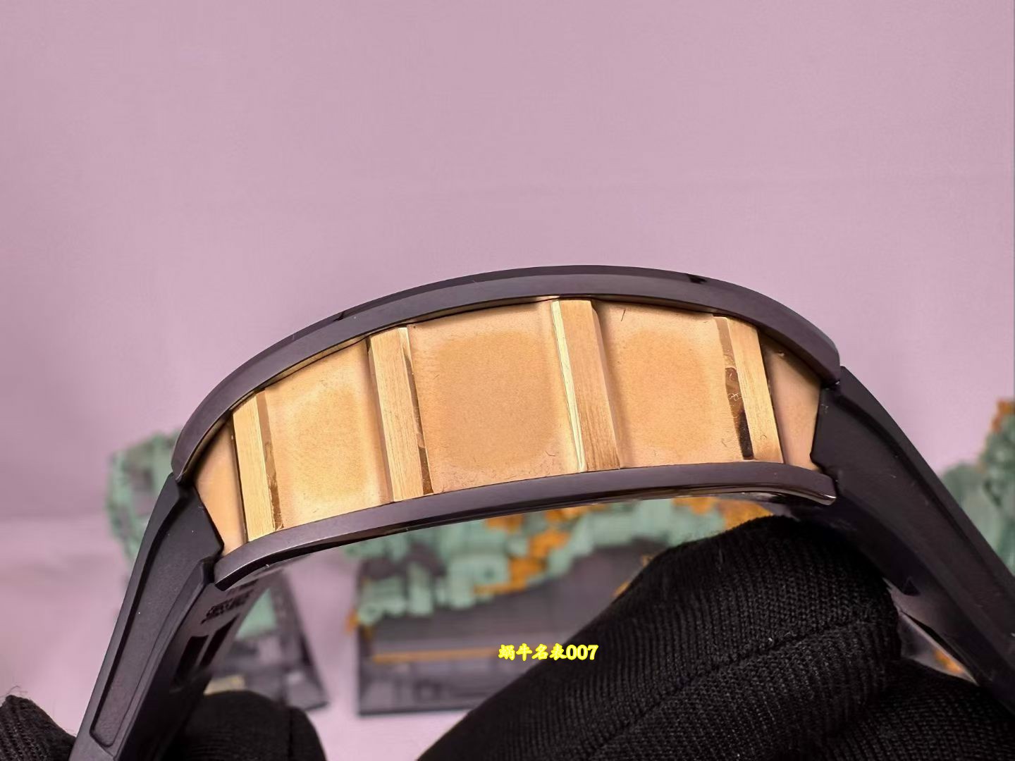 高端订制Richard Mille RM 47 rm047 18k真金包金黑陶瓷原装数据壳套复刻手表 /  