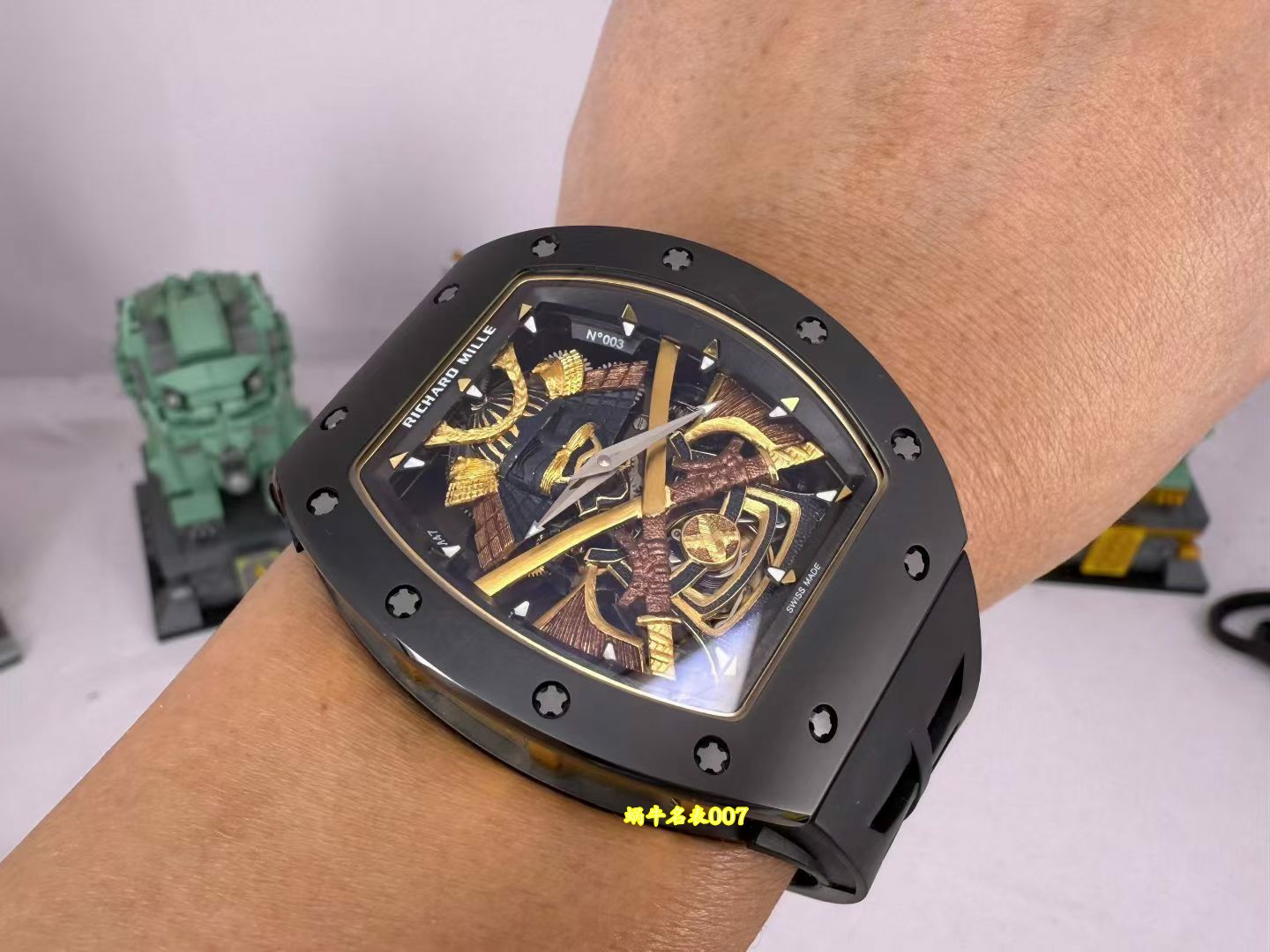 高端订制Richard Mille RM 47 rm047 18k真金包金黑陶瓷原装数据壳套复刻手表 /  