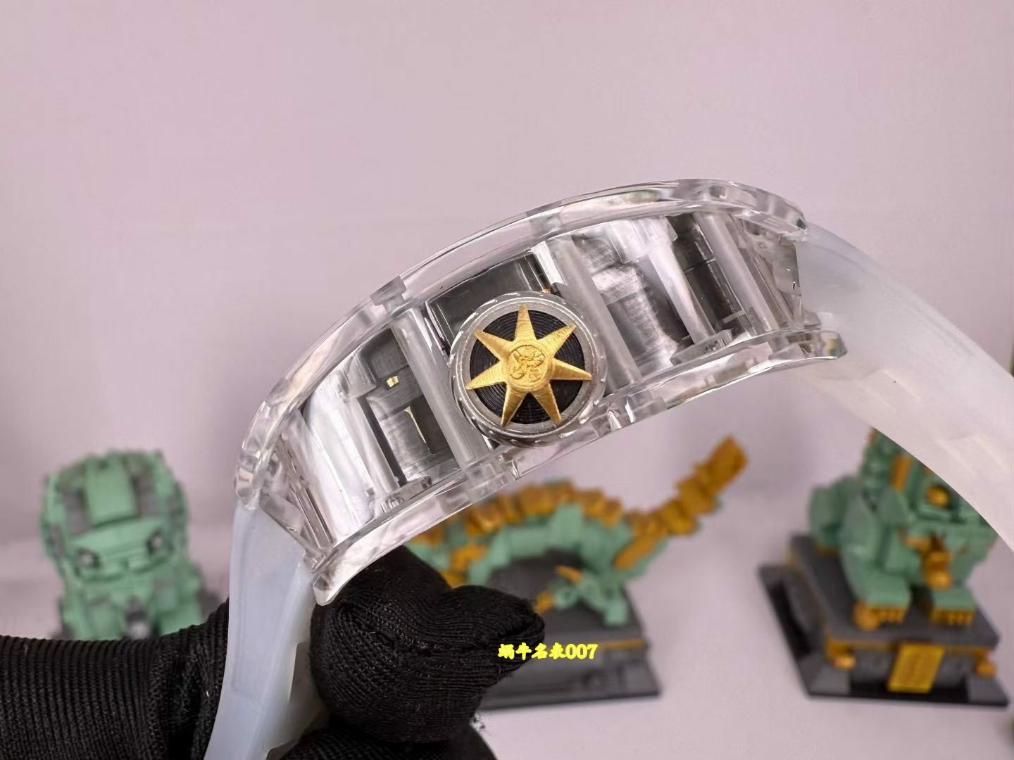 高端订制Richard Mille RM 47 rm047 18k真金包金黑陶瓷原装数据壳套复刻手表 /  