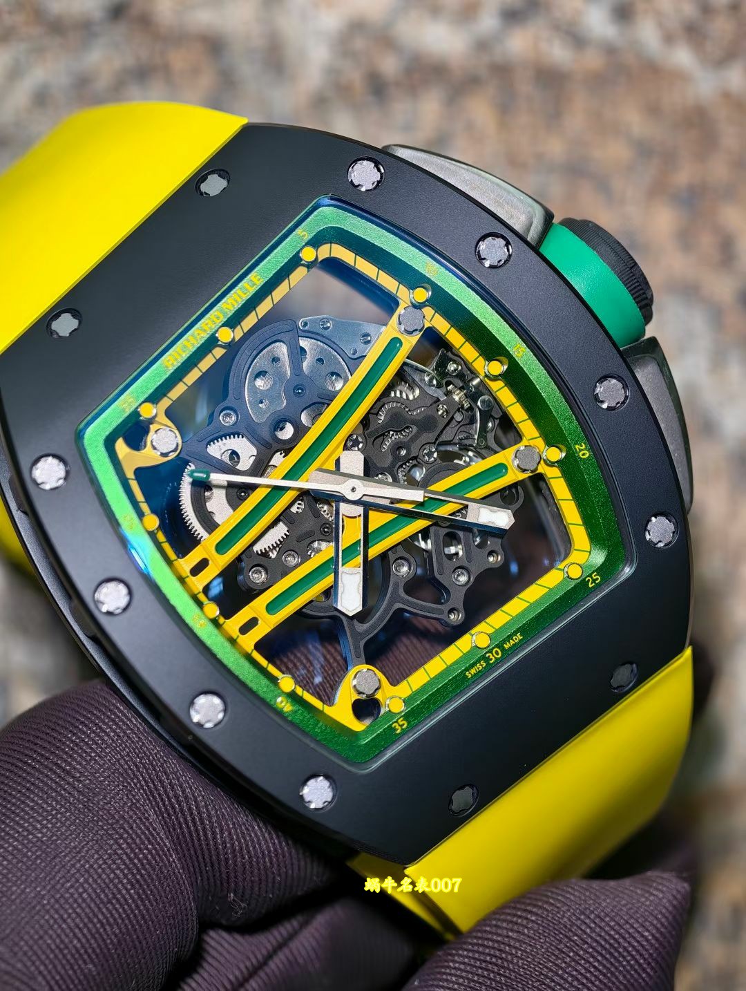 高级私人定制黑陶瓷绿跑道Richard Miller理查德米勒RM61-01顶级复刻手表 /  