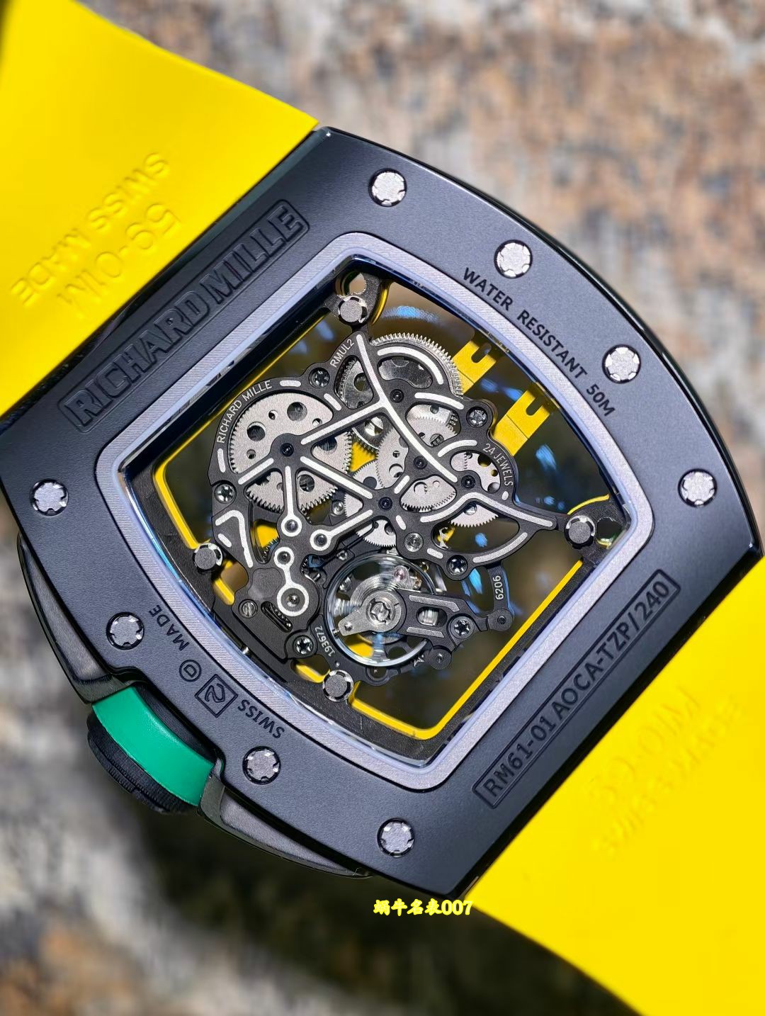 高级私人定制黑陶瓷绿跑道Richard Miller理查德米勒RM61-01顶级复刻手表 /  