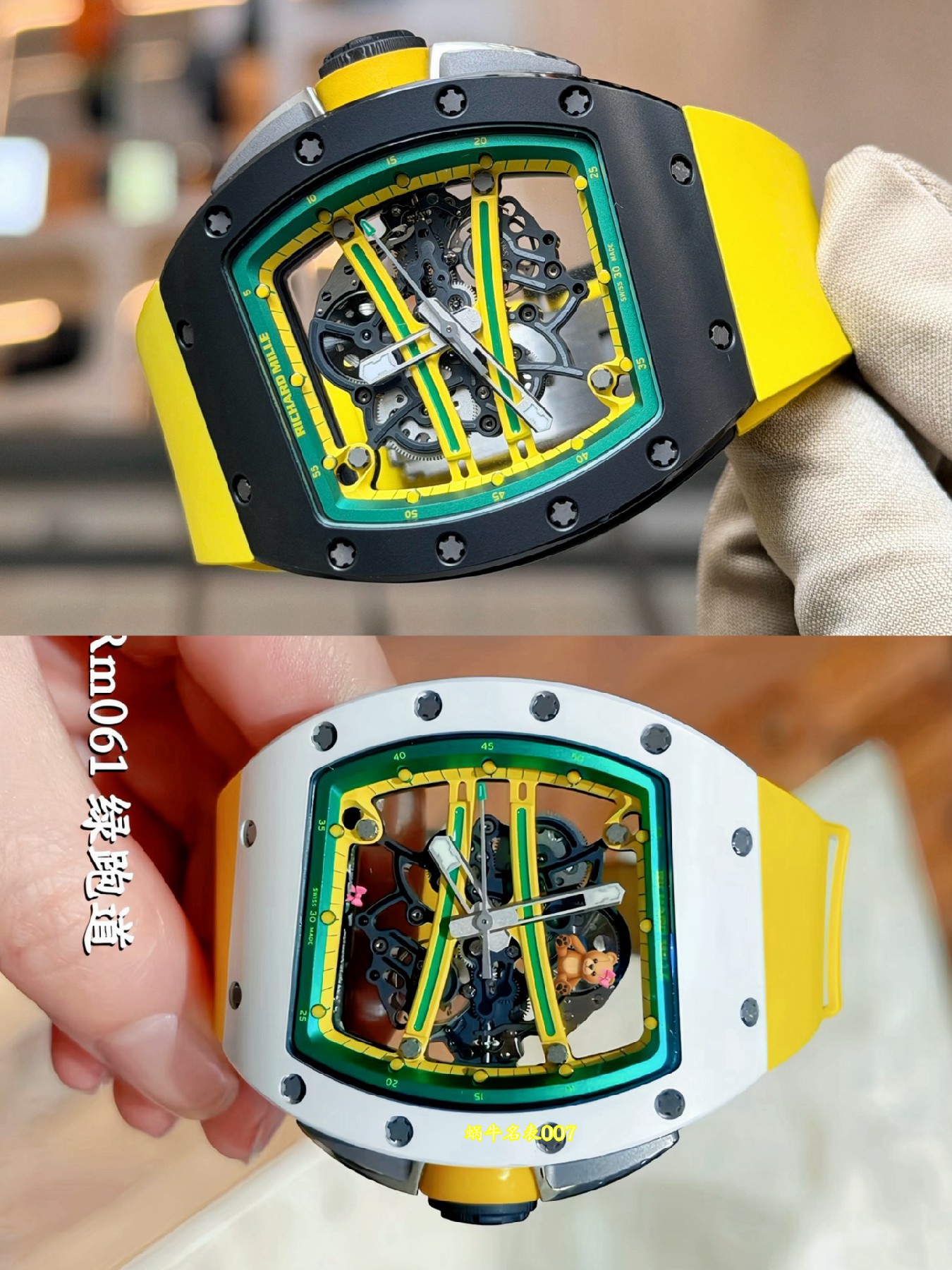 高级私人定制黑陶瓷绿跑道Richard Miller理查德米勒RM61-01顶级复刻手表 /  