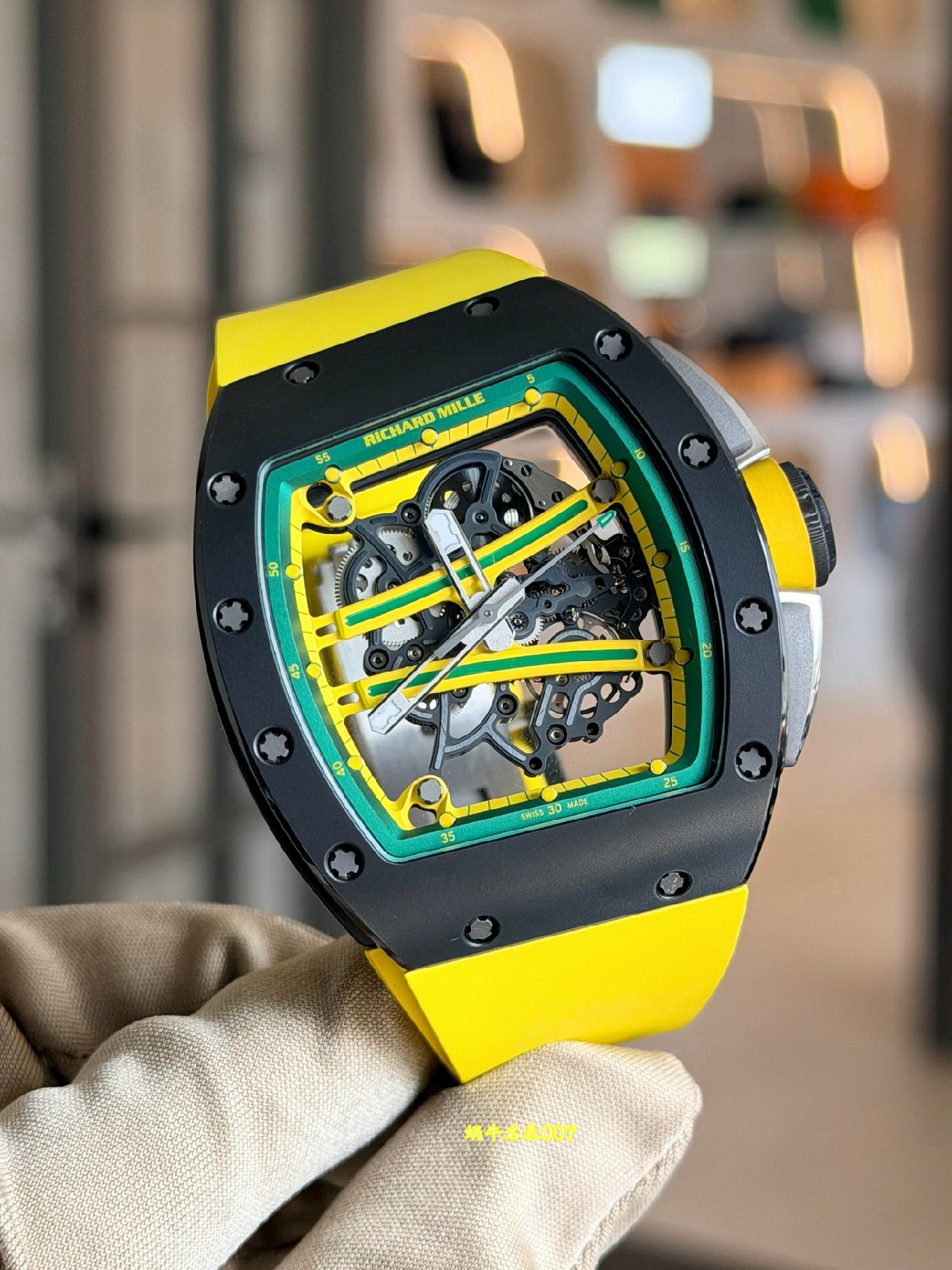 高级私人定制黑陶瓷绿跑道Richard Miller理查德米勒RM61-01顶级复刻手表 /  