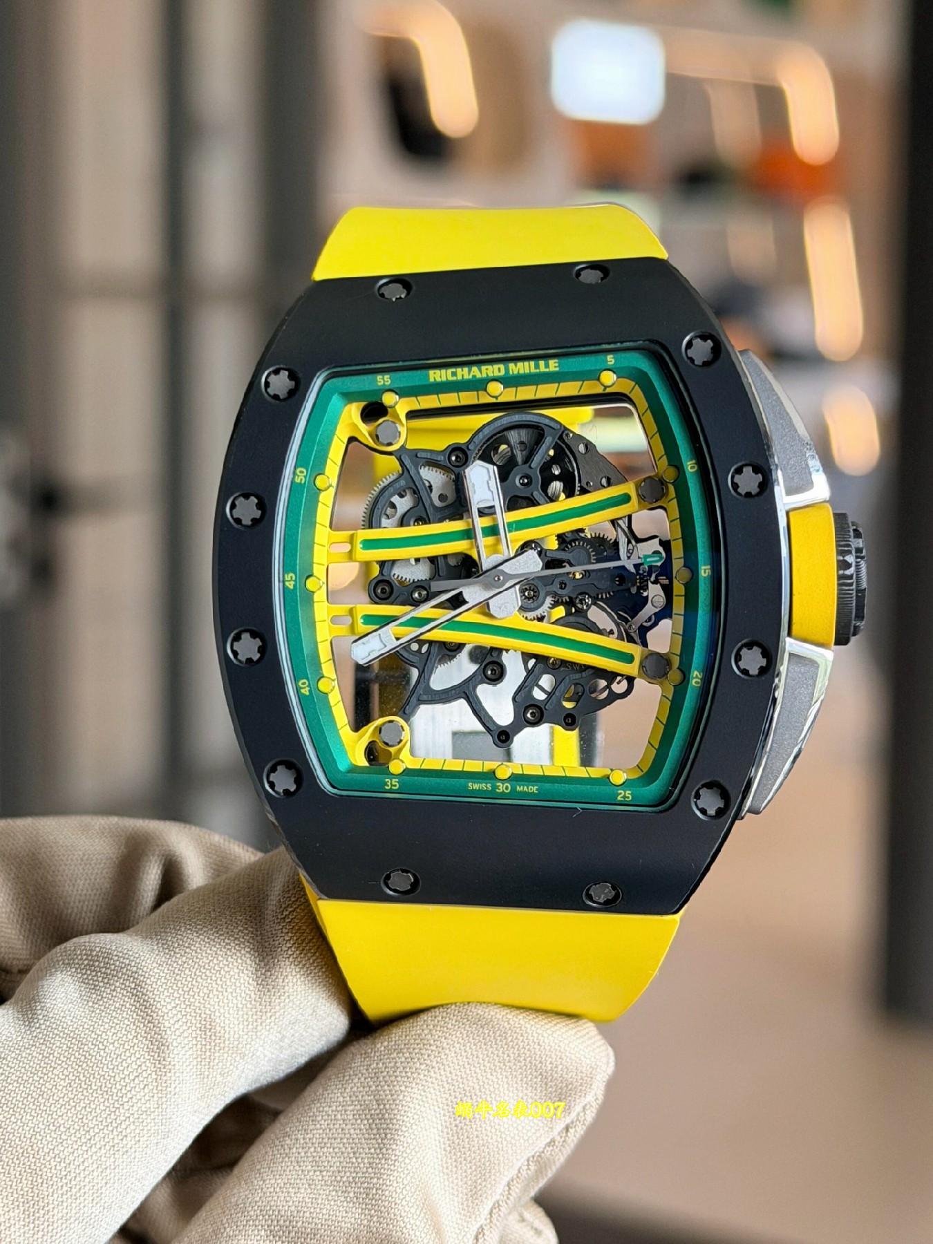 高级私人定制黑陶瓷绿跑道Richard Miller理查德米勒RM61-01顶级复刻手表 /  