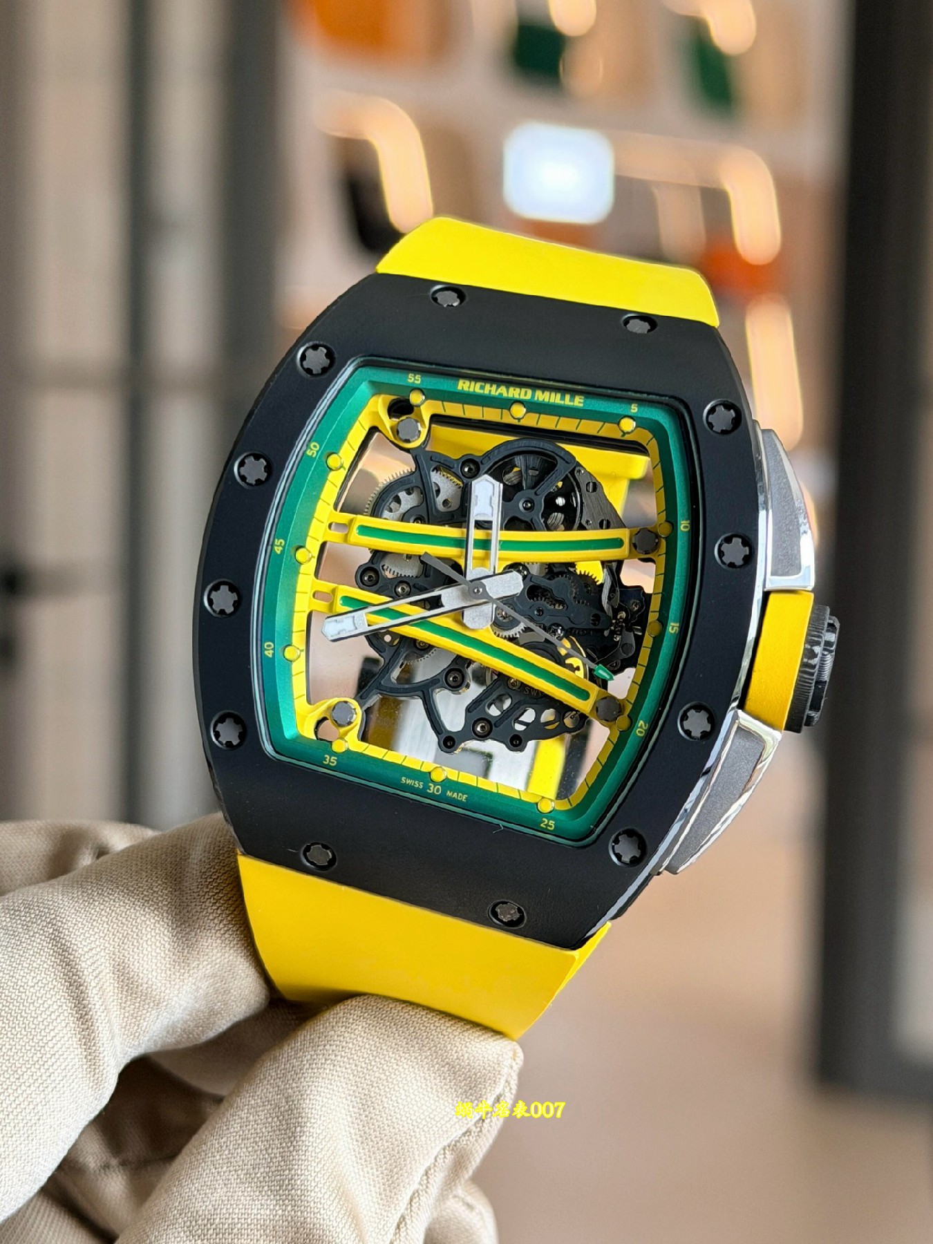 高级私人定制黑陶瓷绿跑道Richard Miller理查德米勒RM61-01顶级复刻手表 /  