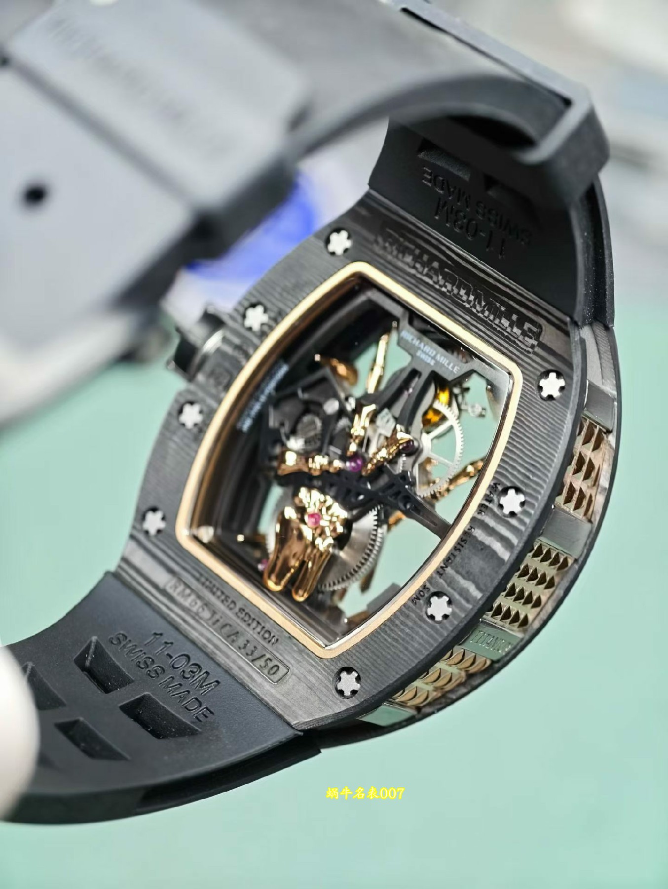 理查德米尔rm066金手指陀飞轮 高端私人定制 发货实拍 碳纤维 蓝宝水晶都可以定制 /  