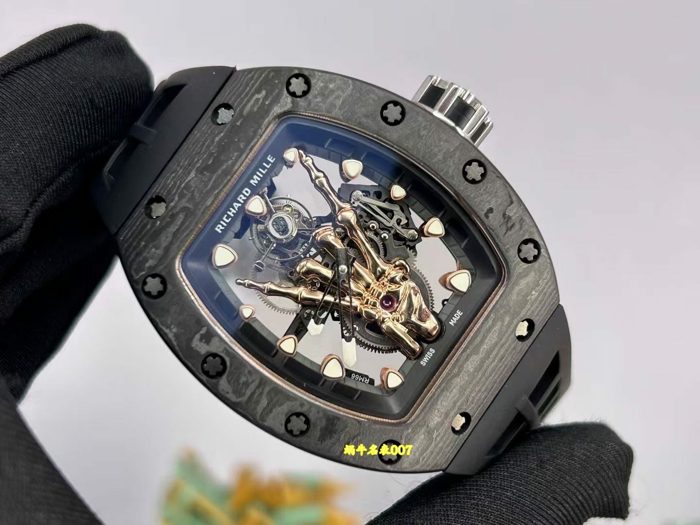 理查德米尔rm066金手指陀飞轮 高端私人定制 发货实拍 碳纤维 蓝宝水晶都可以定制 /  