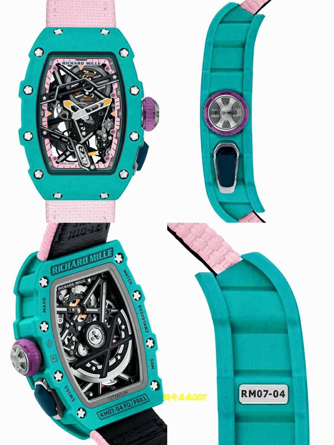 高端定制Richard Mille女士系列RM07-04 SALMON-PINK顶级复刻腕表 /  