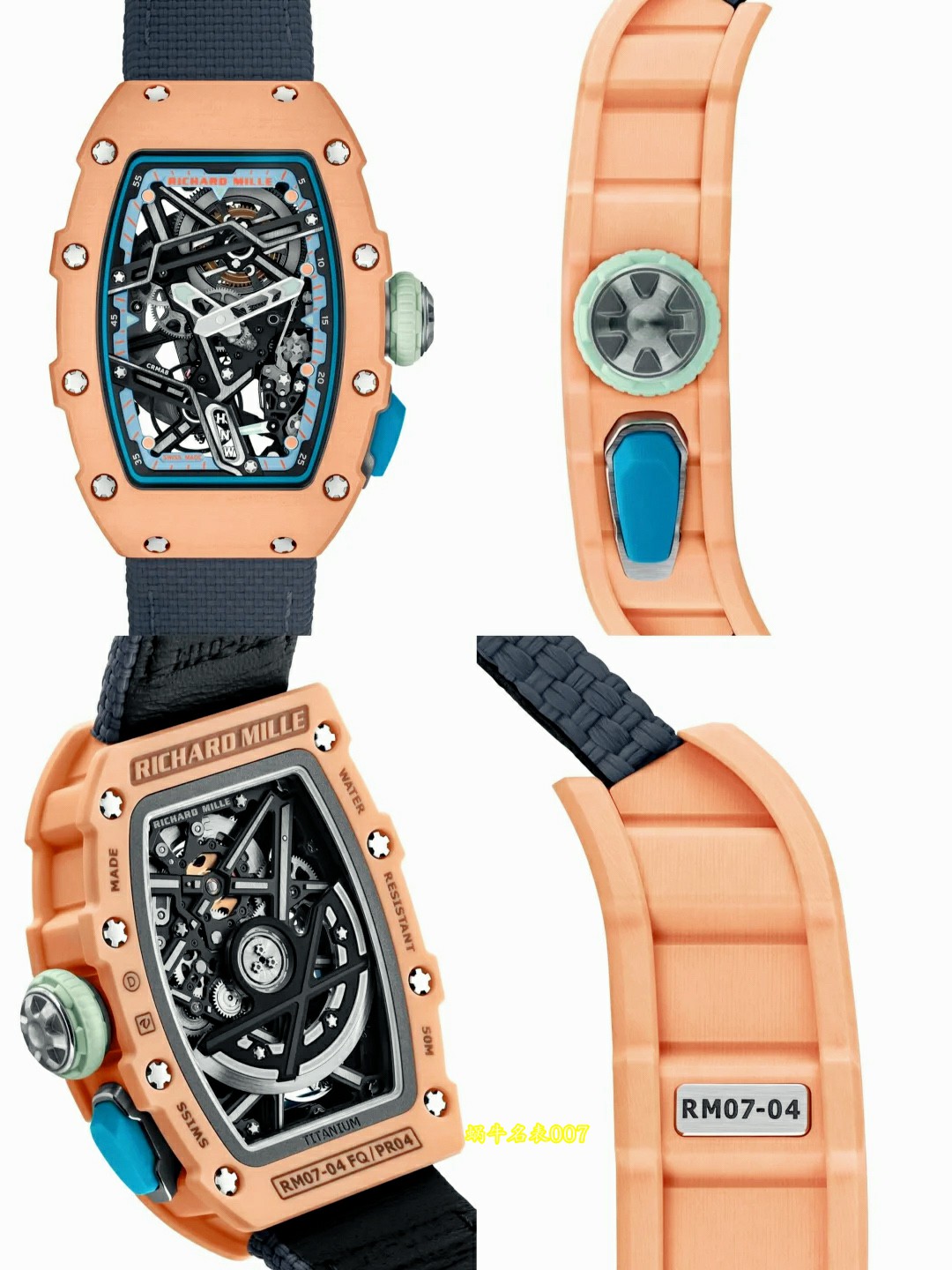 高端定制Richard Mille女士系列RM07-04 SALMON-PINK顶级复刻腕表 /  