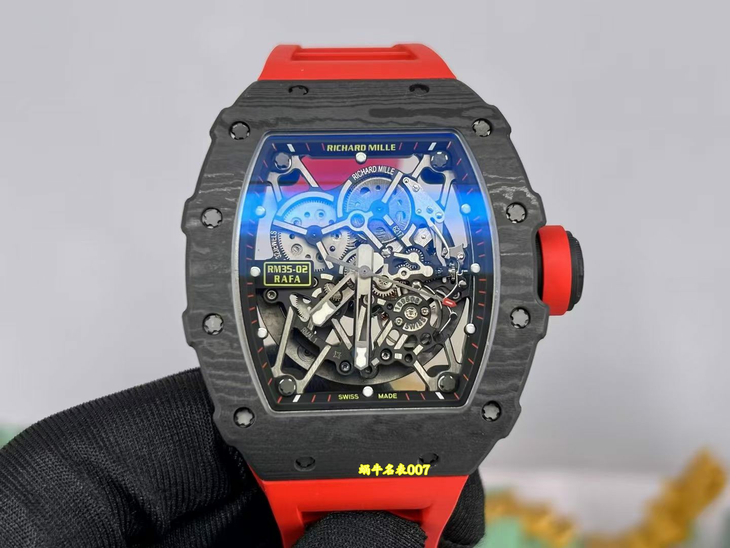Richard Mille高端私人定制RM35-02原装数据ntpt碳纤维壳套vaucher机芯顶级1:1复刻手表 /  
