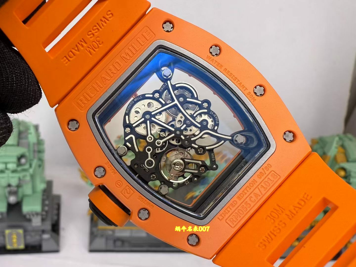 高端私人定制Richard Mille全网唯一 开发定制橙色陶瓷RM055 vaucher机芯1:1复刻手表 /  