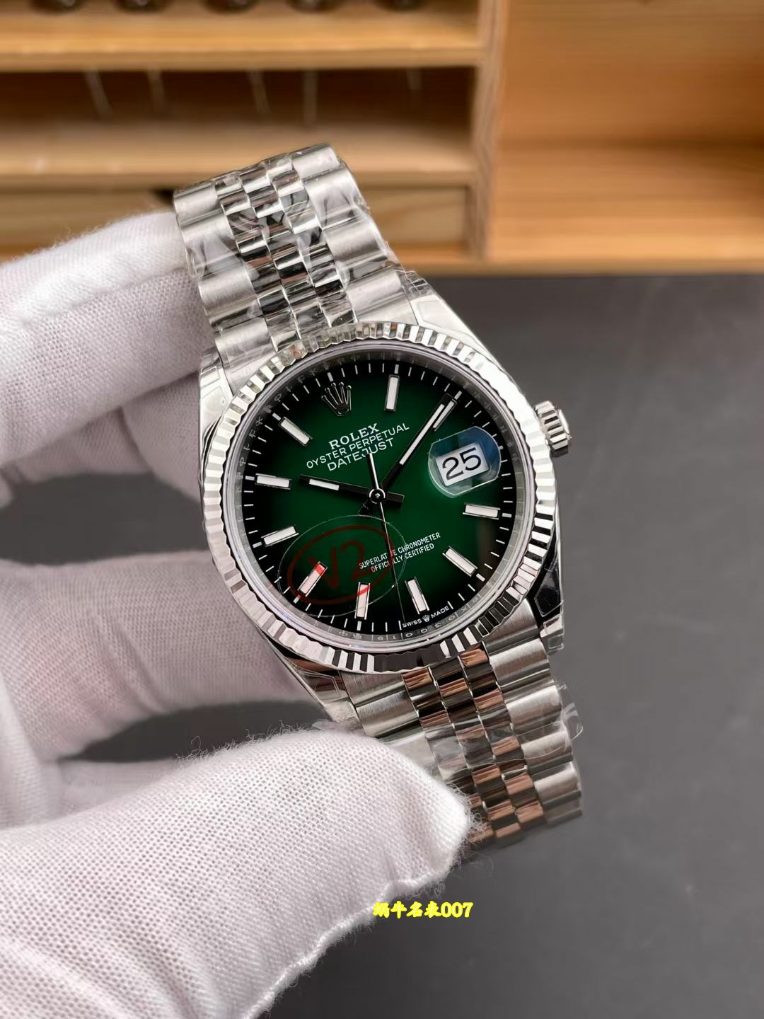 VS 烟熏绿日志劳力士高仿手表搪瓷渐变绿日志V2版36mm /  