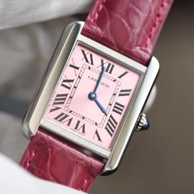 【独家视频测评K11厂一比一超A高仿手表】卡地亚坦克系列 W5200000 粉面女士石英腕表